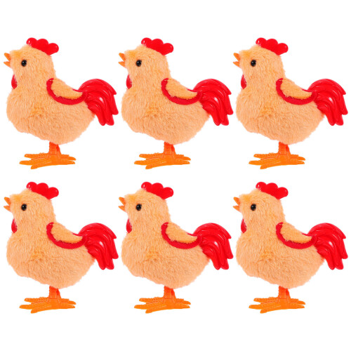 18Pcs Walking Red Plush Rooster Clockwork Toys Kids Wind-