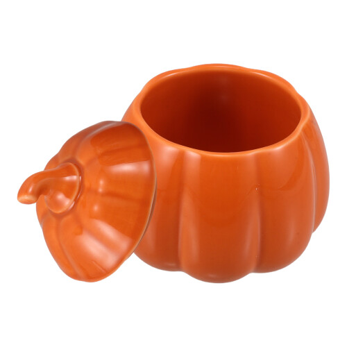 5Pcs Orange Ceramic Pumpkin Serving Bowls with Lid Halloween 1