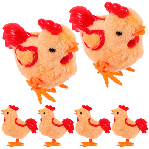 18Pcs Walking Red Plush Rooster Clockwork Toys Kids Wind- 1