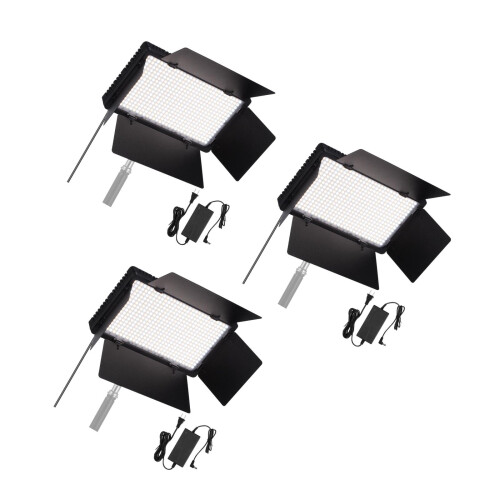 3Pcs Rechargeable LED Light Panel Black Photography Video Lighting Kit 1