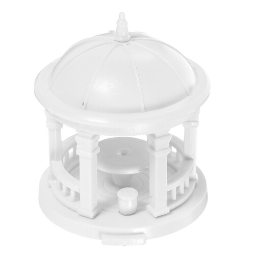 5Pcs White ABS Pavilion Figurine Miniature Garden Decor for Desktop 1
