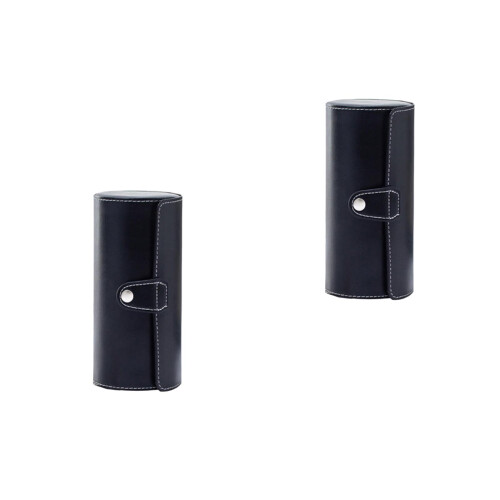 2Pcs Travel Watch Roll Organizer Black PU Storage Case 1