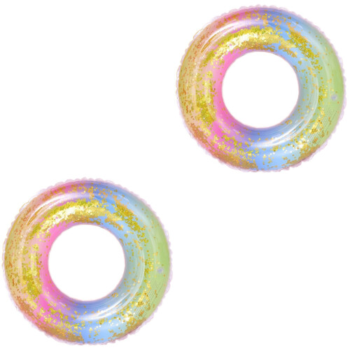 2Pcs Durable Inflatable Swimming Rings Rainbow Float Rings 2