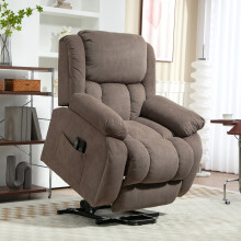 HOMCOM Power Lift Recliner Chair, Reclining Chair with Massage, Light Brown