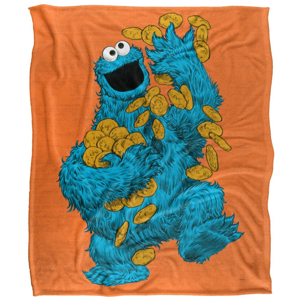 Sesame Street Painted Cookie Monster Blanket Multicoloured