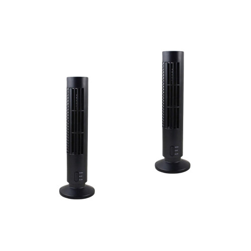 2Pcs Black Mini Tower Fan Portable Bladeless Cooling Air Purifier 2