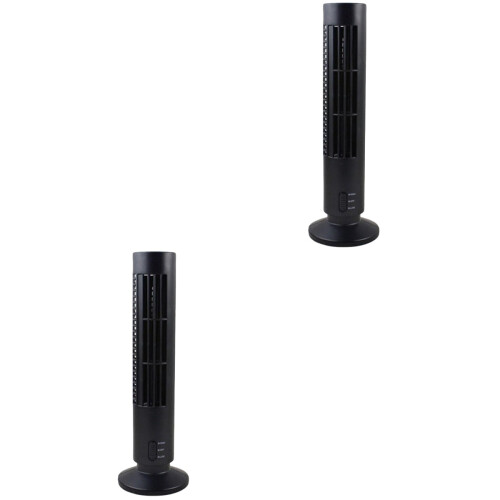 2Pcs Black Mini Tower Fan Portable Bladeless Cooling Air Purifier 1