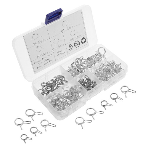 300Pcs Silver Double Wire Spring Hose Clamps Stainless Steel for Hoses 2