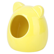 2Pcs Yellow Shell-Shaped Ceramic Hamster House Pet Nest for Small Pets