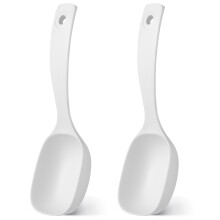 10Pcs White PP Soup Serving Spoon for Home and Restaurant Use