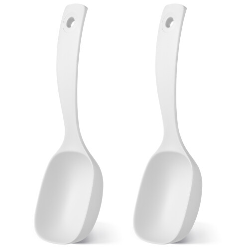 10Pcs White PP Soup Serving Spoon for Home and Restaurant Use