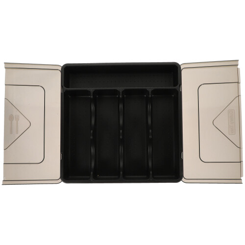 2Pcs Black Kitchen Drawer Silverware Organizer with Covered Lid 2