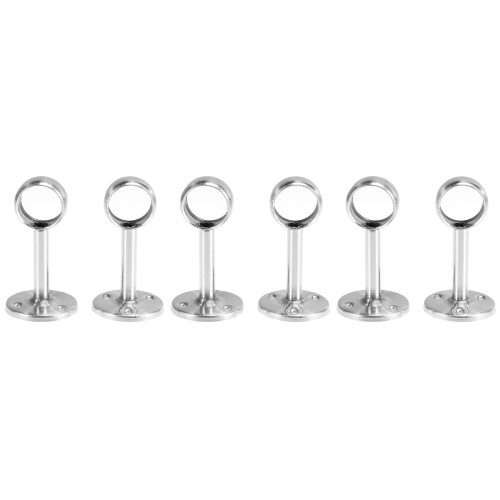 6Pcs Heavy Duty Stainless Steel Closet Pole Socket Rob Silver Brackets 2