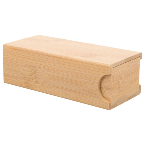 2Pcs Hard Shell Eyeglass Case Bamboo Material Beige Storage Organizer 1