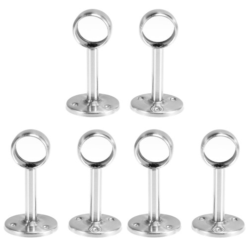 6Pcs Heavy Duty Stainless Steel Closet Pole Socket Rob Silver Brackets 1