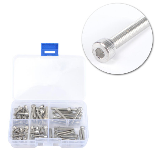 120Pcs Silver Stainless Steel Socket Head Screws Nut Set for Fastening 1