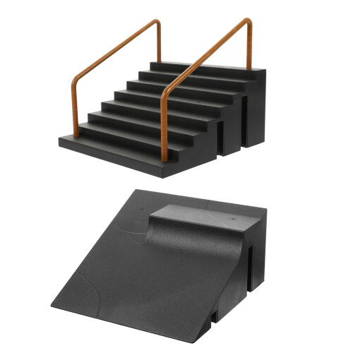 2Pcs Black Fingerboard Ramp Kit Plastic Mini Skatepark Obstacles