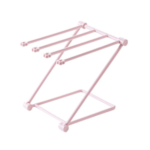 3Pcs Multifunctional Pink Foldable Towel Rack Vertical Cloth Holder