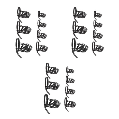 3Sets Plastic Basket Dog Muzzle with Adjustable PU Strap Black Durable 1