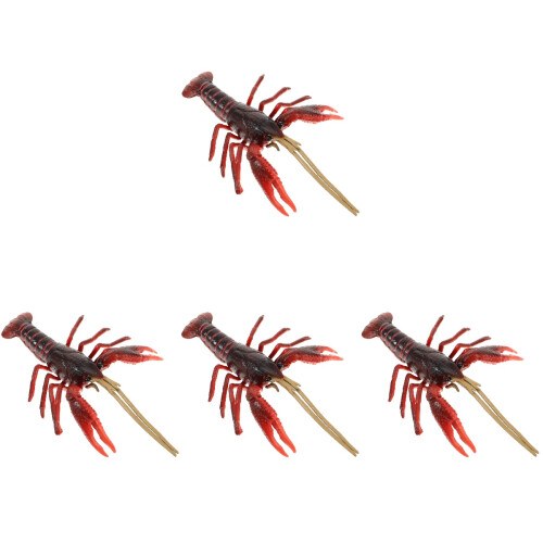 4Pcs Portable Plastic Lobster Models Brown Simulation Animal Figurines 2