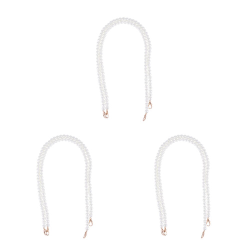6Pcs Fine Workmanship White Bag Pearl Chain Practical Handbag Strap 2