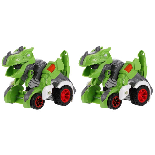 2Pcs Transforming Dinosaur Car Toy for Kids Inertial Pull Back 1
