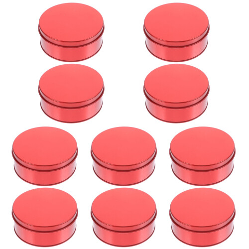 10Pcs Red Metal Candy Storage Boxes Small Tin Containers with Lid 1