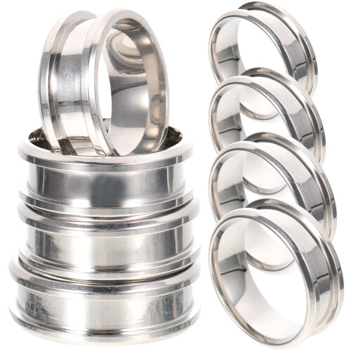 32Pcs Durable Silver Stainless Steel Ring Blanks for Finger Decor