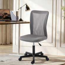 (Grey) Vinsetto Armless Office Chair, Swivel Desk Chair w/ Adjustable Height