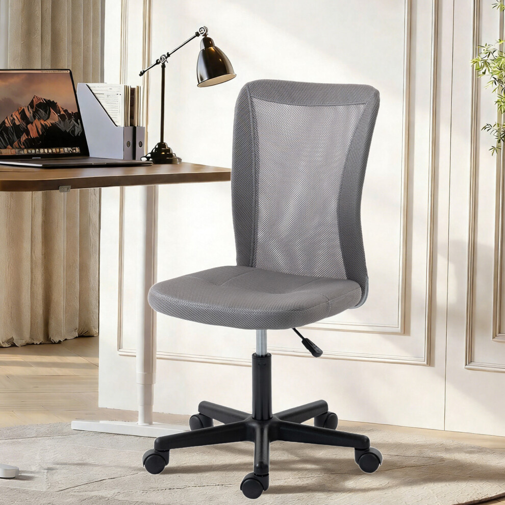 Vinsetto (Grey) Armless Office Chair, Swivel Desk Chair W/ Adjustable Height Grey
