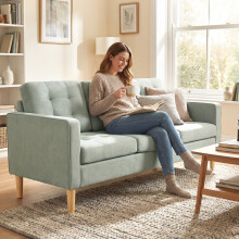 (Grey) HOMCOM Modern 3 Seater Sofa with Hidden Storage and Rubber Wood Legs