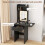 Homcom (Black) HOMCOM Compact Dressing Table with Lighted Mirror Open Shelves Drawer 6