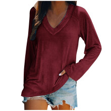 Tu estilo A1Series Top de manga larga con cuello en V liso para mujer M