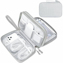 Large Waterproof Travel Cable Organizer Bag – Portable Double-Layer Electronic Accessories Carry Case for Cables, Chargers, Phones, Compatible with