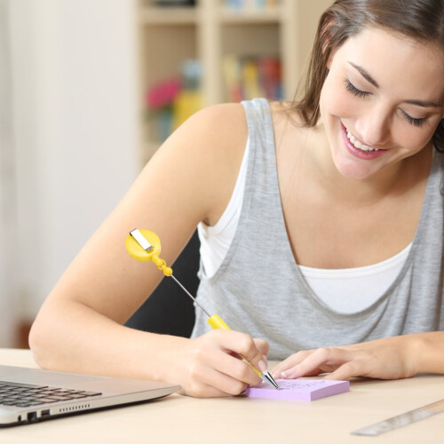 Penna a sfera con perline e porta badge (6 pezzi) 1