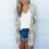 Damen-Baumwollstrickjacke, langärmelig, lässig, Grau 2