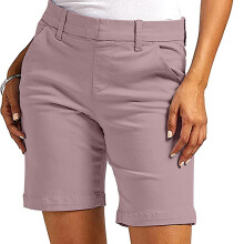 Bermuda feminina, shorts femininos, shorts casuais de verão femininos em sarja de cor sólida com bolso rosa tamanho M