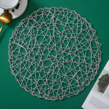 Round Woven Hollow Placemat PVC Gold Silver 38cm