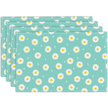Set van 4 placemats met madeliefjespatroon, bloemen placemats, tafelmatten voor keuken en eettafel, linnen keukendecoratie, 12x18 inch