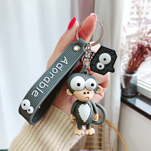 Porte-clés singe dessin animé en silicone (1 pièce) 1