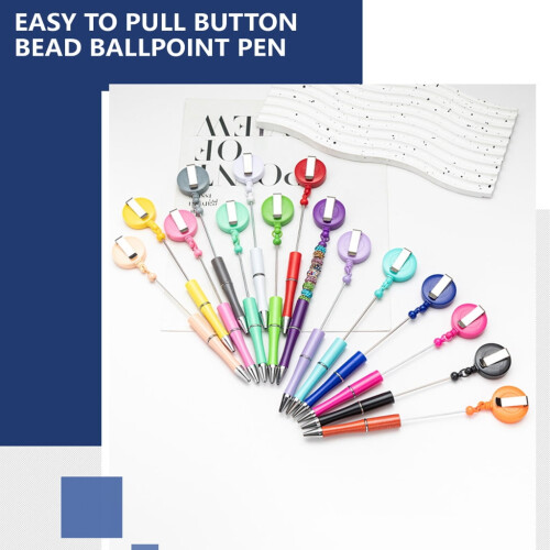 Penna a sfera con perline e porta badge (6 pezzi) 2