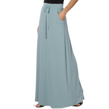 Damen-Maxirock aus Jersey in A-Linie, Größen S–3XL, mit Kordelzug in der Taille, Tasche und fließendem Schnitt.