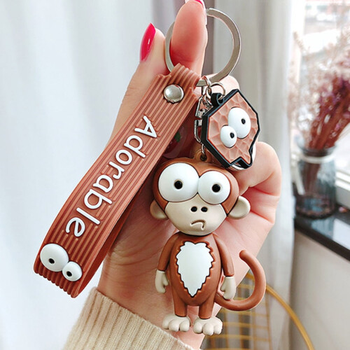 Porte-clés singe dessin animé en silicone (1 pièce) 2