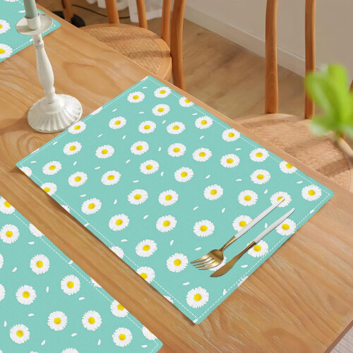Σουπλά Daisy σετ 4 τεμαχίων, 12x18 ίντσες από απομίμηση λινού 2