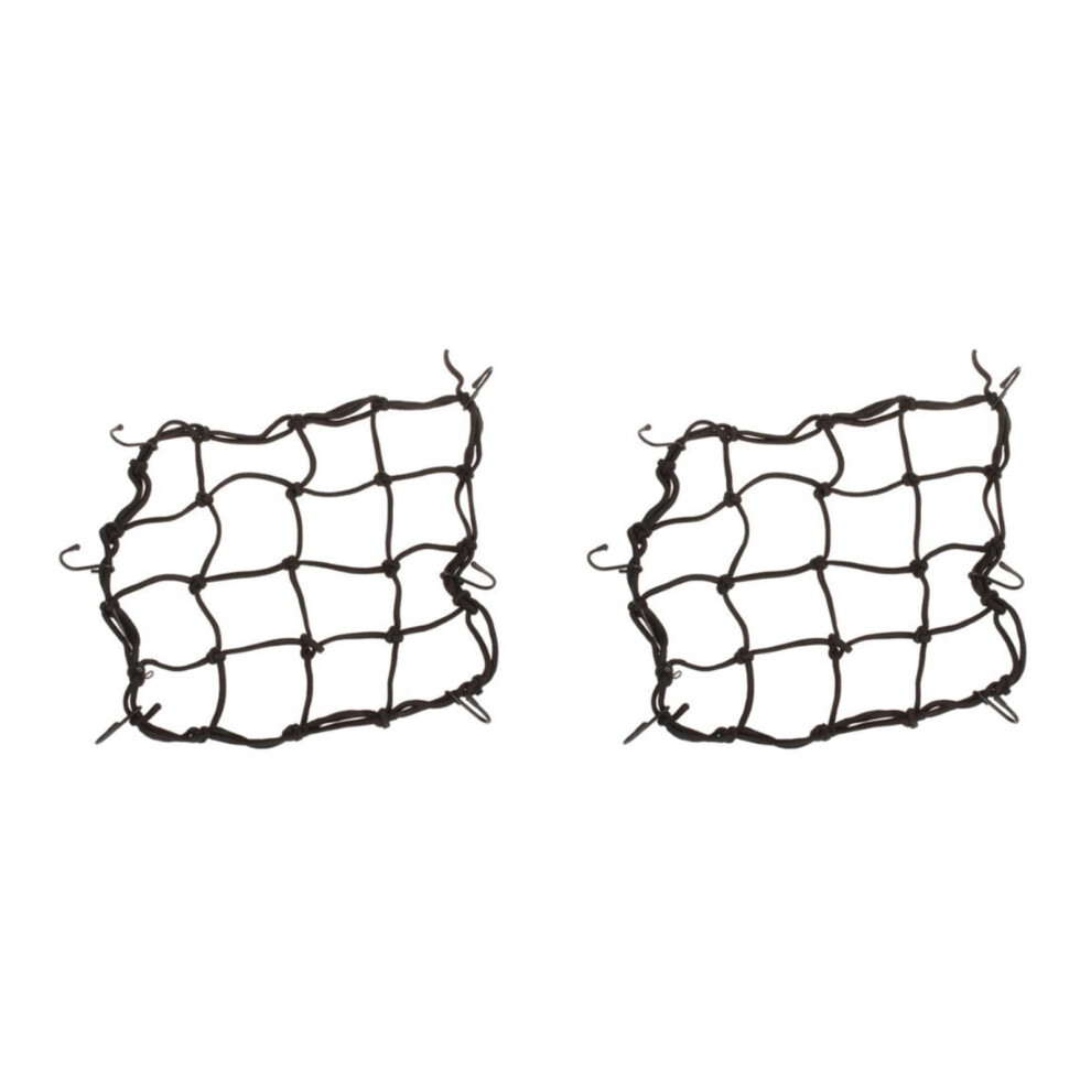2Pcs 28*28Cm Luggage Cargo Bungee Net Bag 6 Hooks Bike Motorcycle Helmet Mesh Storage Carrier Bag (Black) Black 9322103827935