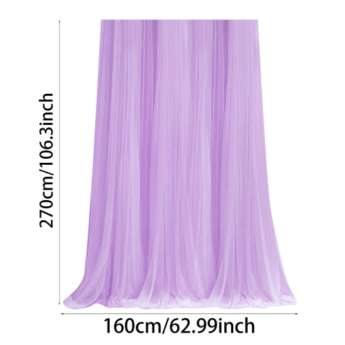 Cortina de fundo em voile transparente roxo 63x106 polegadas 1