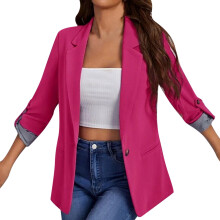 Blazer da donna casual tinta unita a maniche lunghe, blazer da donna, cardigan, completo, giacca a maniche lunghe, top in offerta
