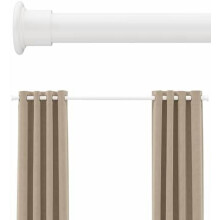 Kraftig gardinstang med spændefunktion, 102-363 cm, justerbar uden boring til vinduer/terrasse, holder mørklægningsgardiner, skridsikker, hvid
