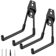 Confezione da 2 ganci da garage resistenti, appendiabiti in acciaio da parete per scale, biciclette, attrezzi – Compatibili con pareti standard