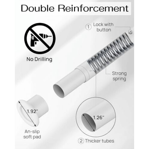 Varão de cortina de alta resistência, ajustável de 42 a 123 polegadas (107 a 312 cm), sem necessidade de furar, ideal para janelas e varandas, 2